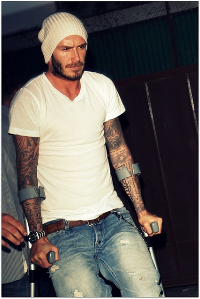 David Beckham after injury