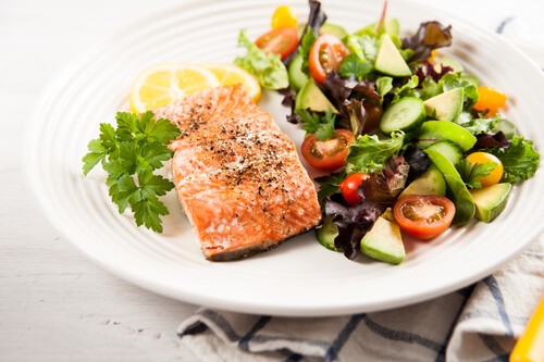 Roasted Herb Salmon with Salad