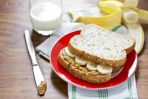 Peanut butter and banana sandwich