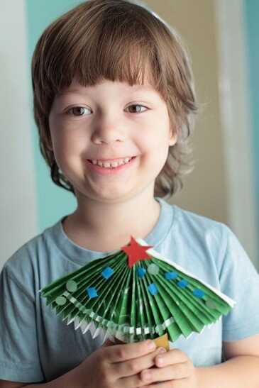 A Christmas tree made of coffee filter