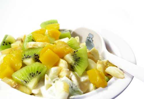 Mango, papaya and kiwi fruit salad