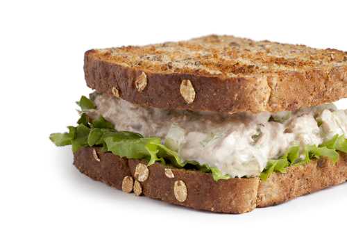 Tuna salad on whole wheat toast