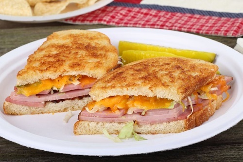 Grilled ham cheese and pickle