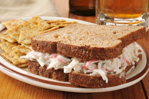 Pressed crab salad sandwich