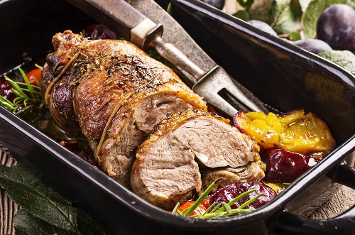 Roast lamb with prosciutto