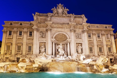 The Trevi Fountain in Rome Italy