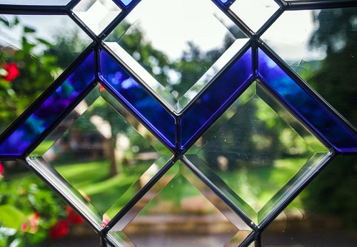 Cobalt blue glass panels