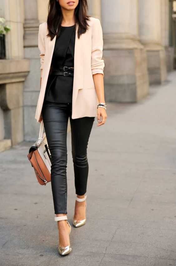 Black leggings and a blazer