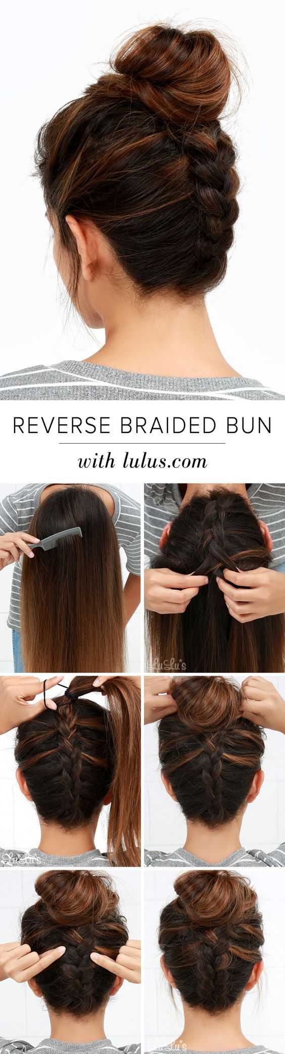 Reverse braided bun