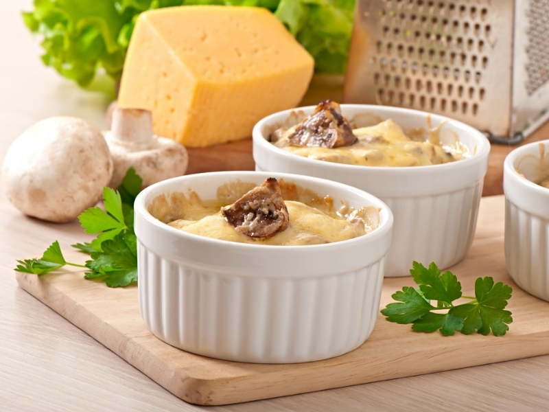 Mushroom Julienne with Double Cheese Crust