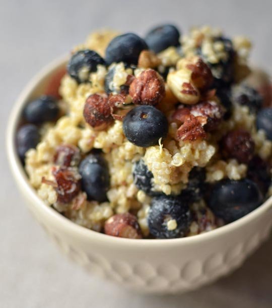 Breakfast Grain Salad with Blueberries, Hazelnuts & Lemon