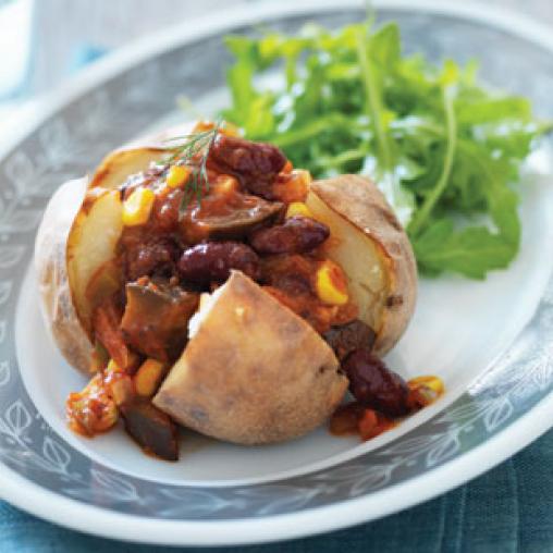 Baked Potatoes with Bean Salsa