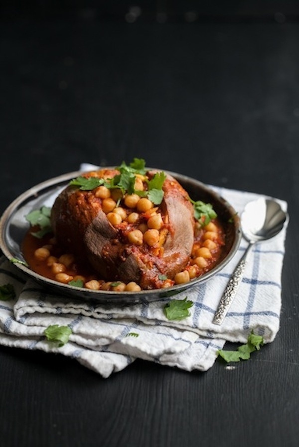 Spiced Chickpea Smothered Sweet Potato