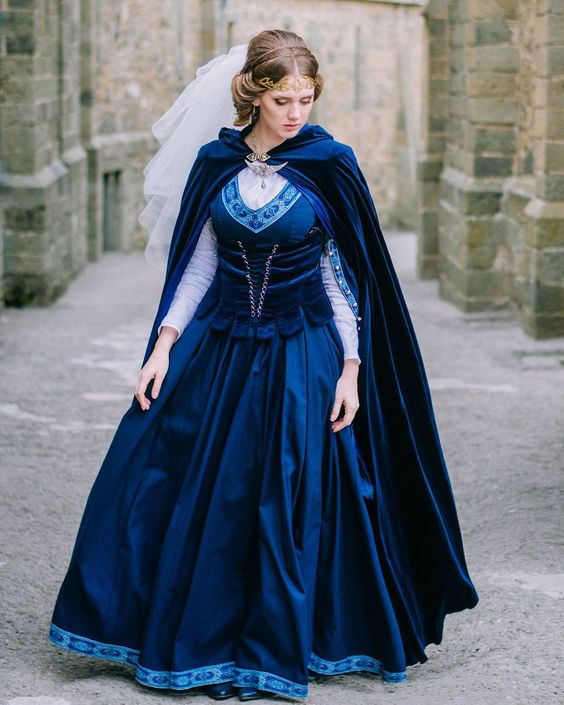 blue medieval inspired wedding dress