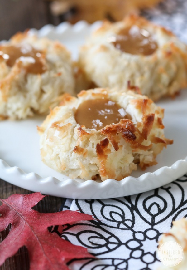 salted caramel coconut thumbprints