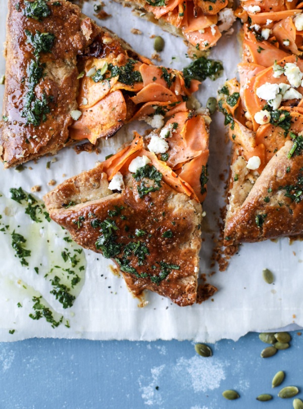 sweet potato galette with caramelized shallots