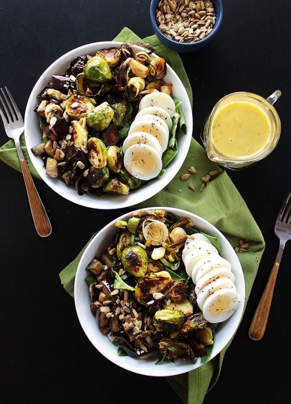 Brussels Sprouts Eggplant Buddha Bowl