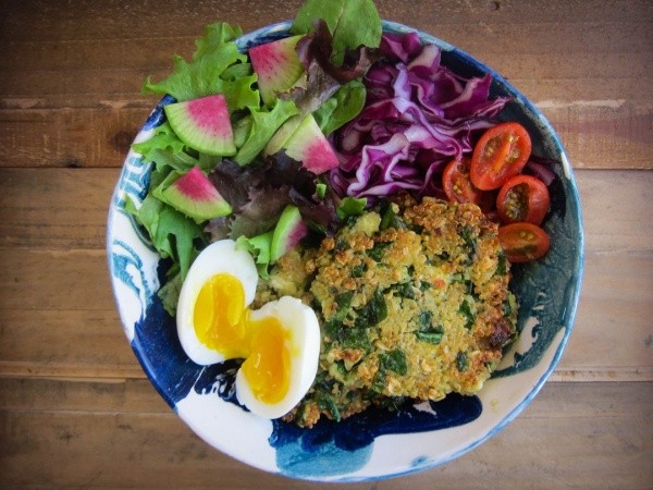 Spinach Quinoa Patty Bowl