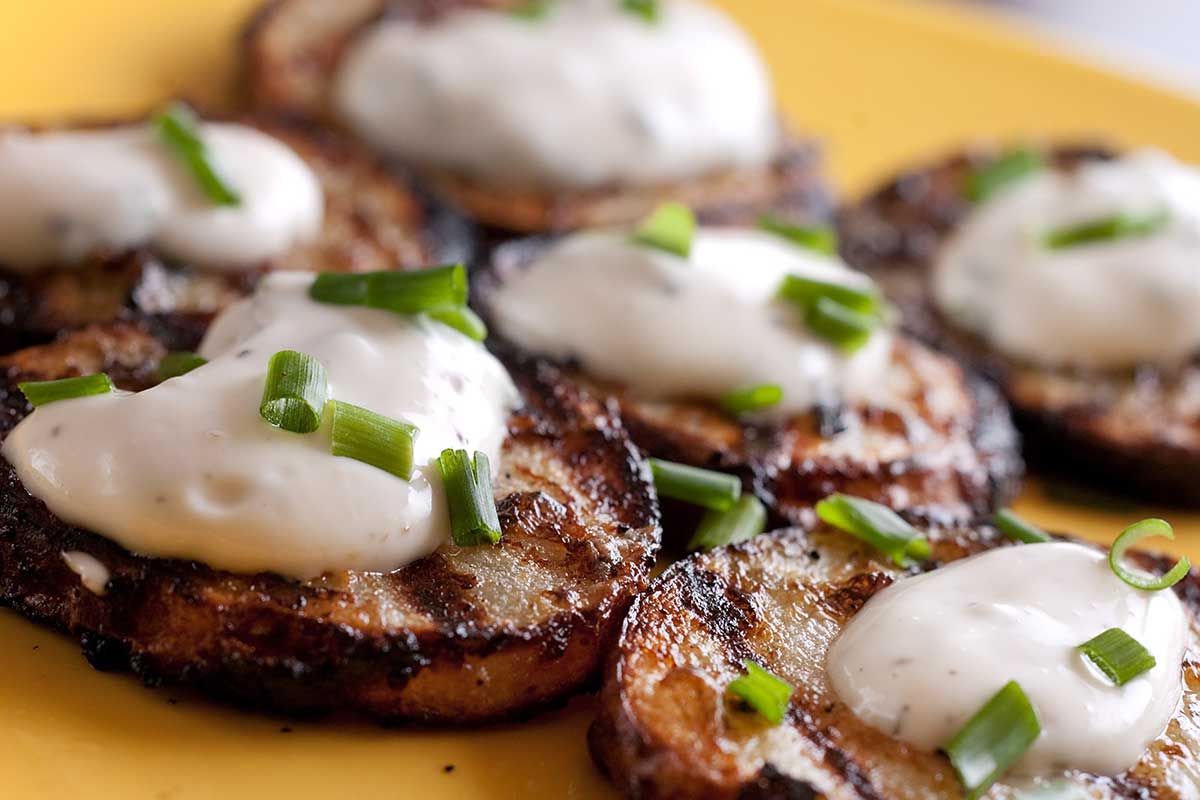 Grilled potato chips