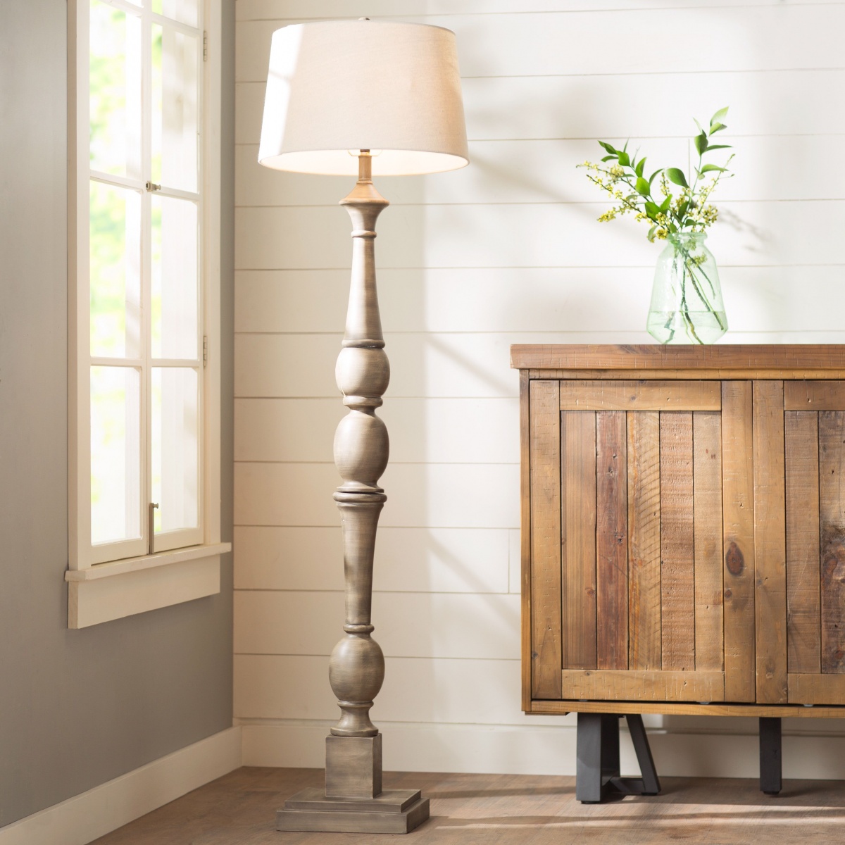 A reclaimed wooden floor lantern