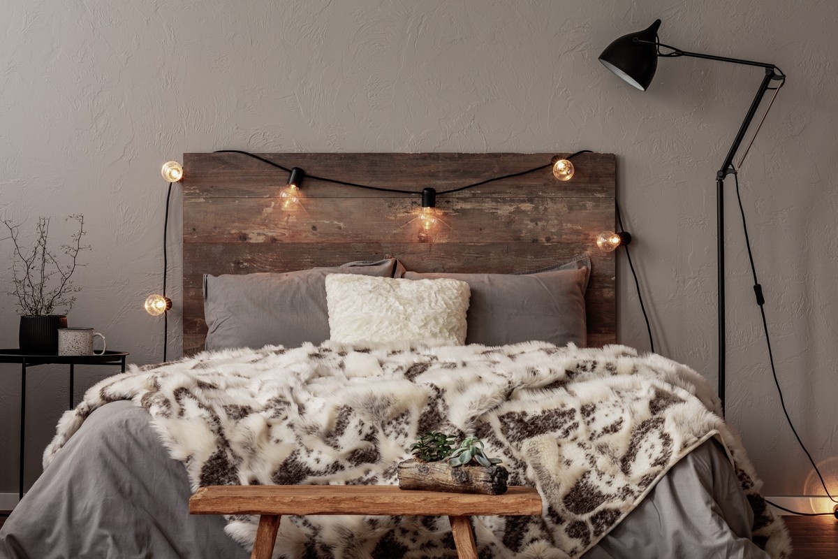 A simple bench decorated with scrap wood