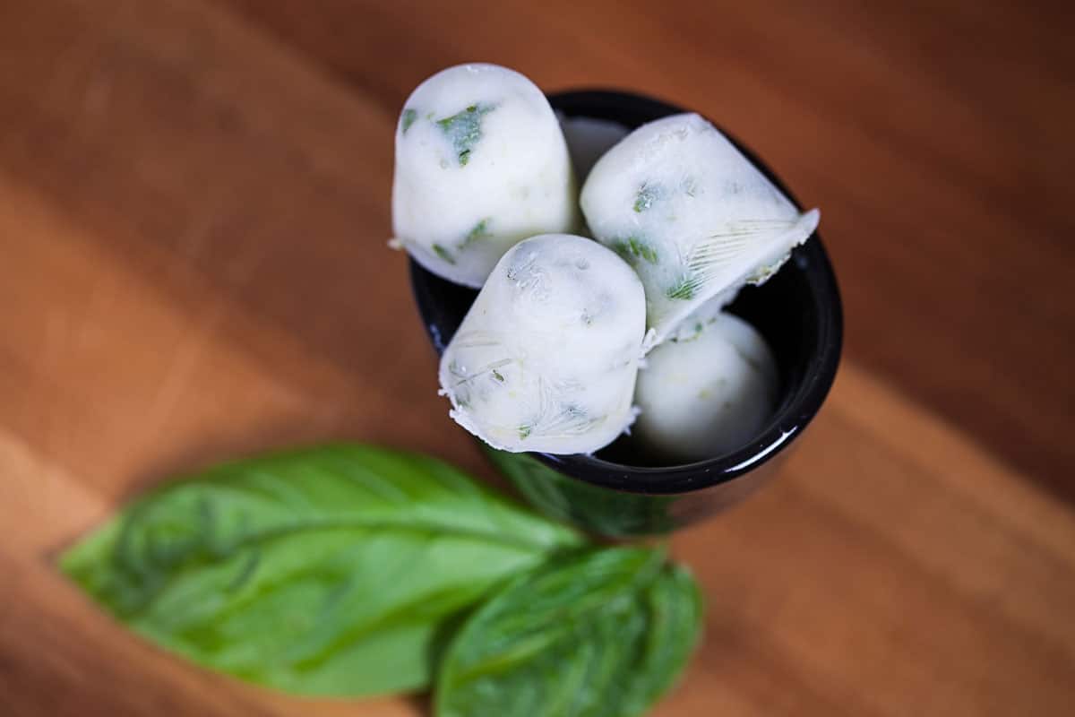 Basil ice cubes