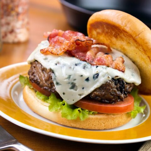 Recipe for Srirancha Burgers with Bacon and Blue Cheese