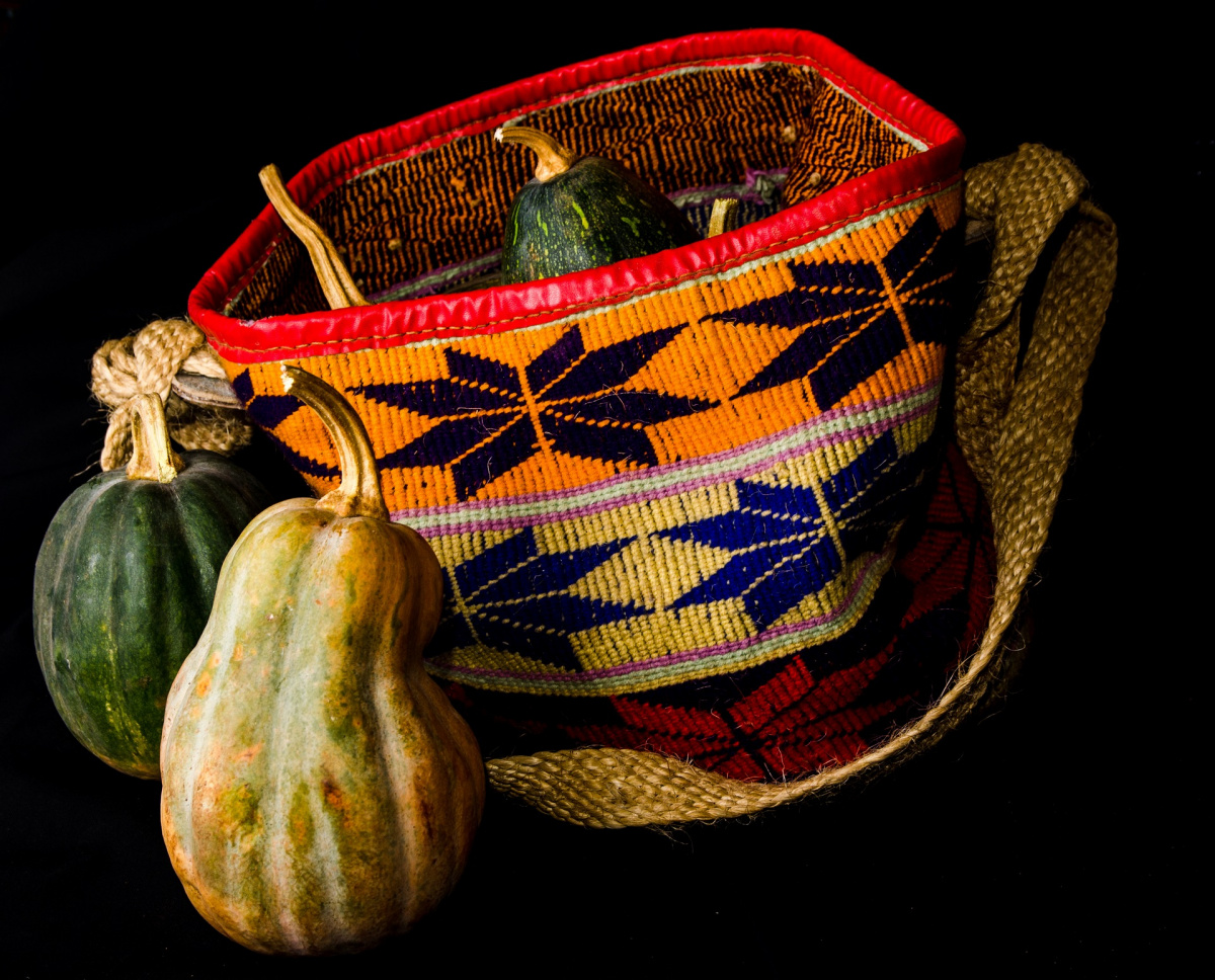 A sisal rope fruit basket