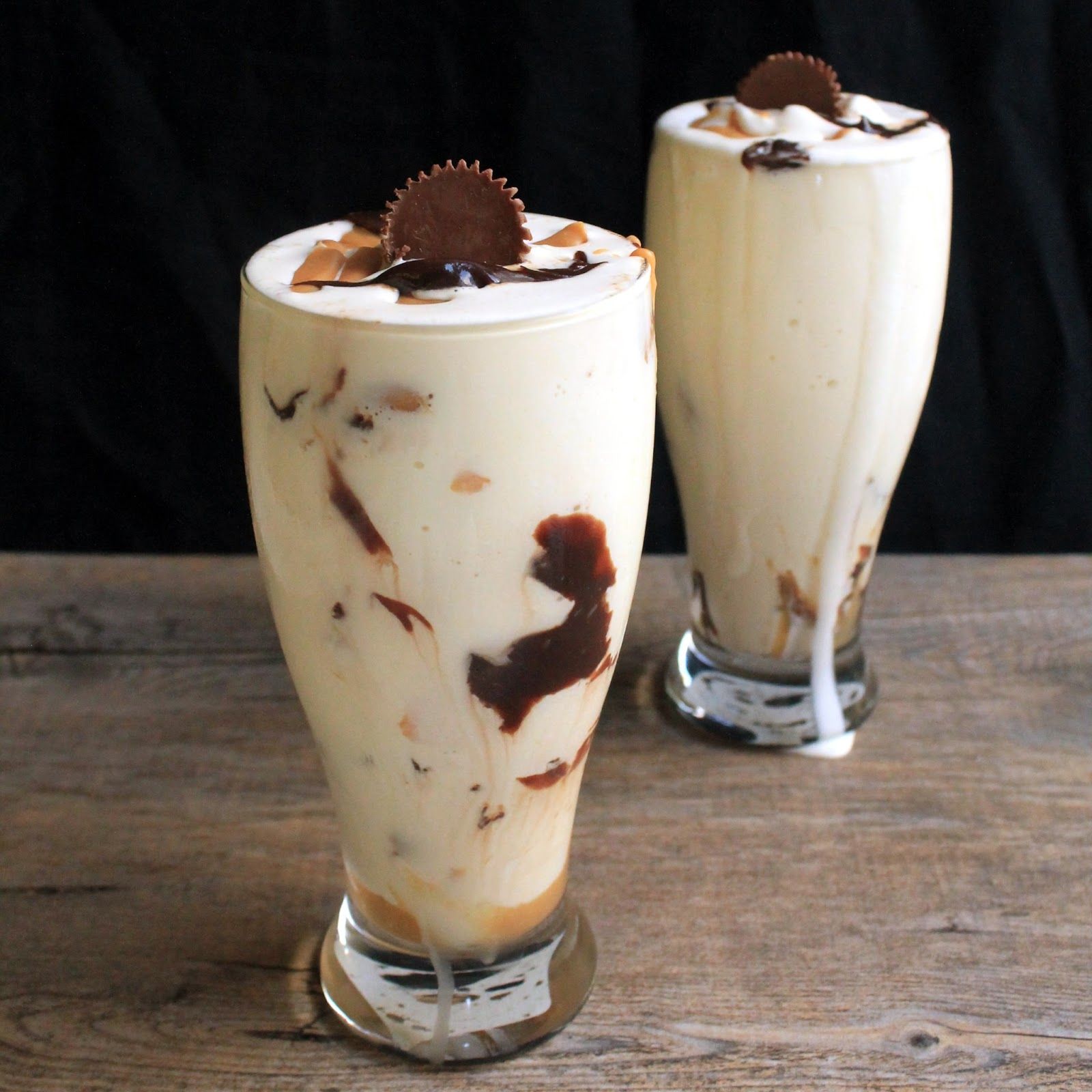 Chocolate Peanut Butter Swirl Milkshakes