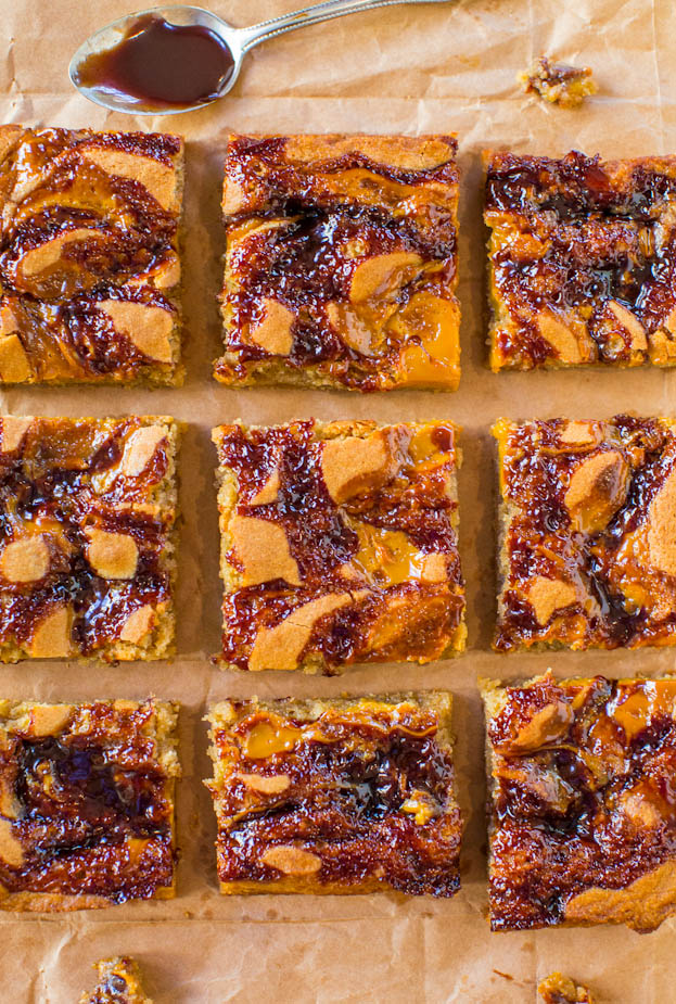 Hot Fudge And Salted Caramel Blondies