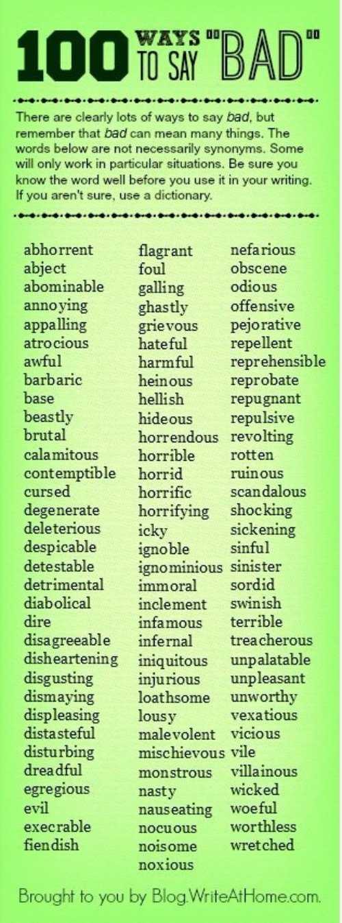 100 Ways To Say Bad