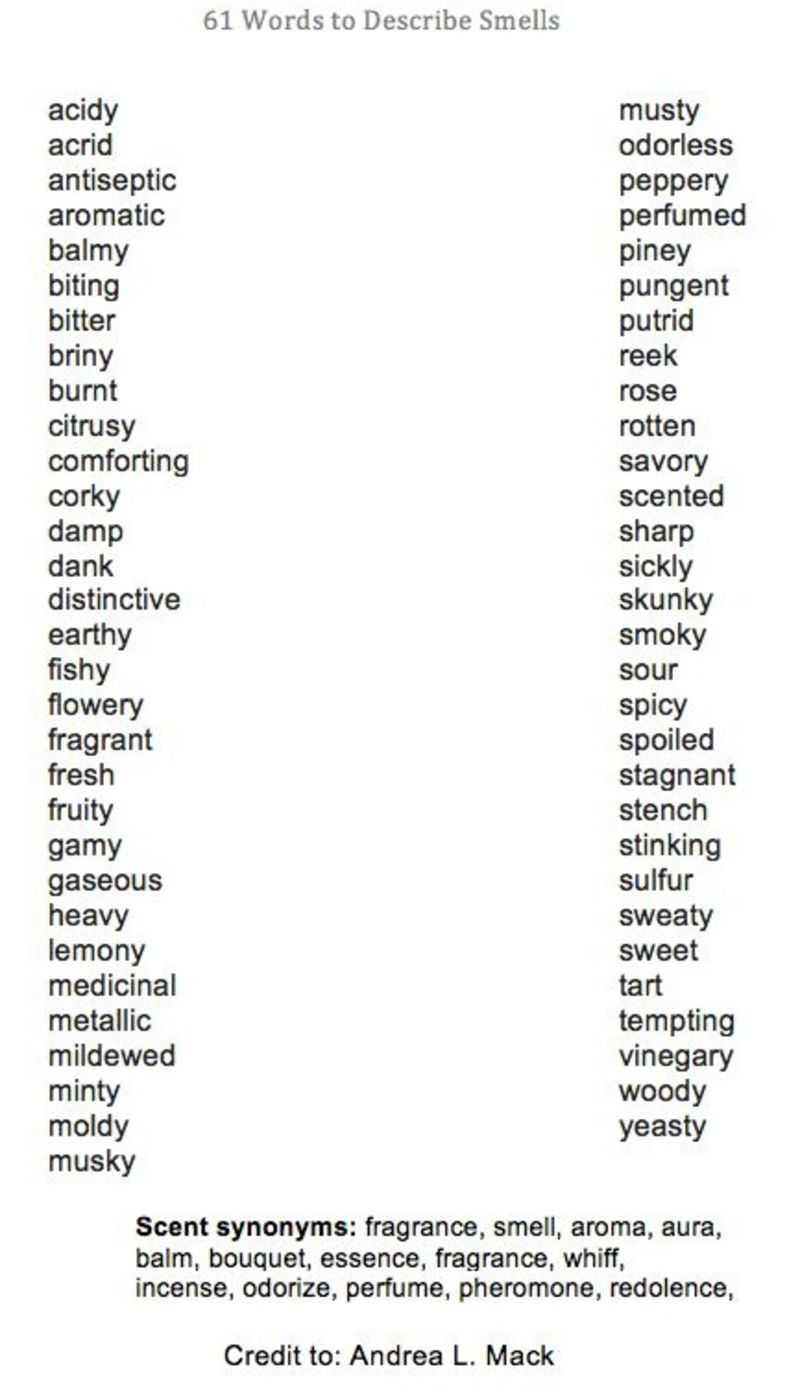 61 Words To Describe Smells