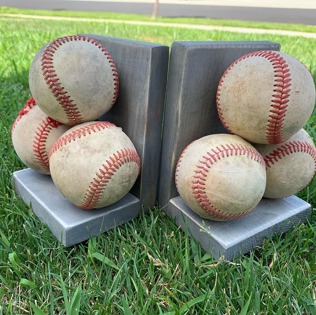 A sporting theme baseball bookends