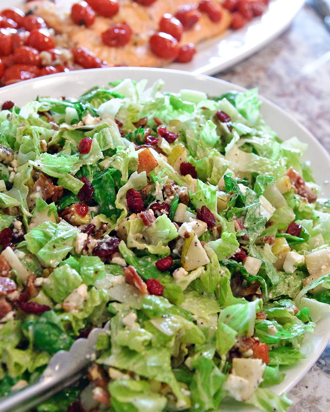 Autumn Chopped Salad With Pears, Cranberries, Pecans, Bacon, And Feta