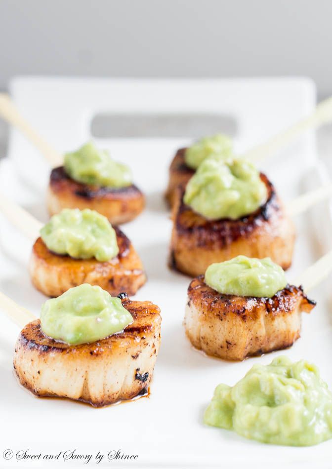 Seared Scallops With Honey Dijon Avocado Sauce