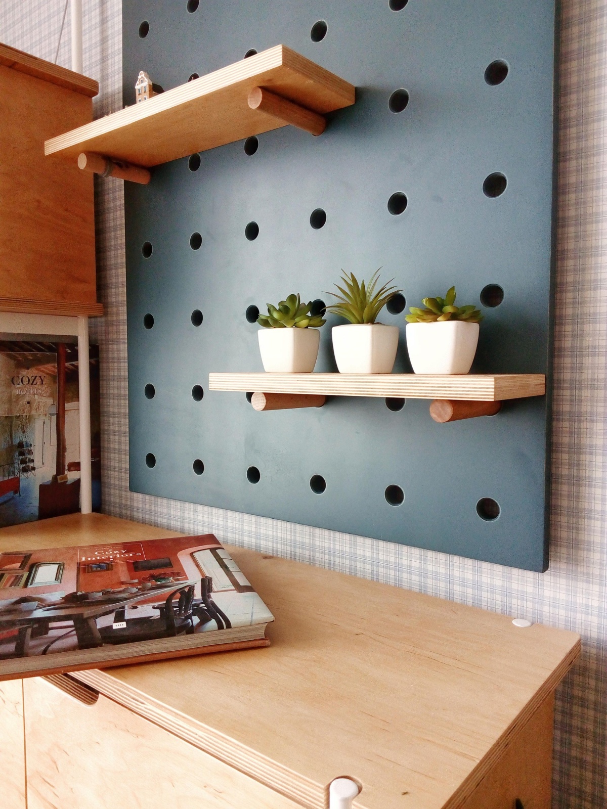 Try pegboard shelving