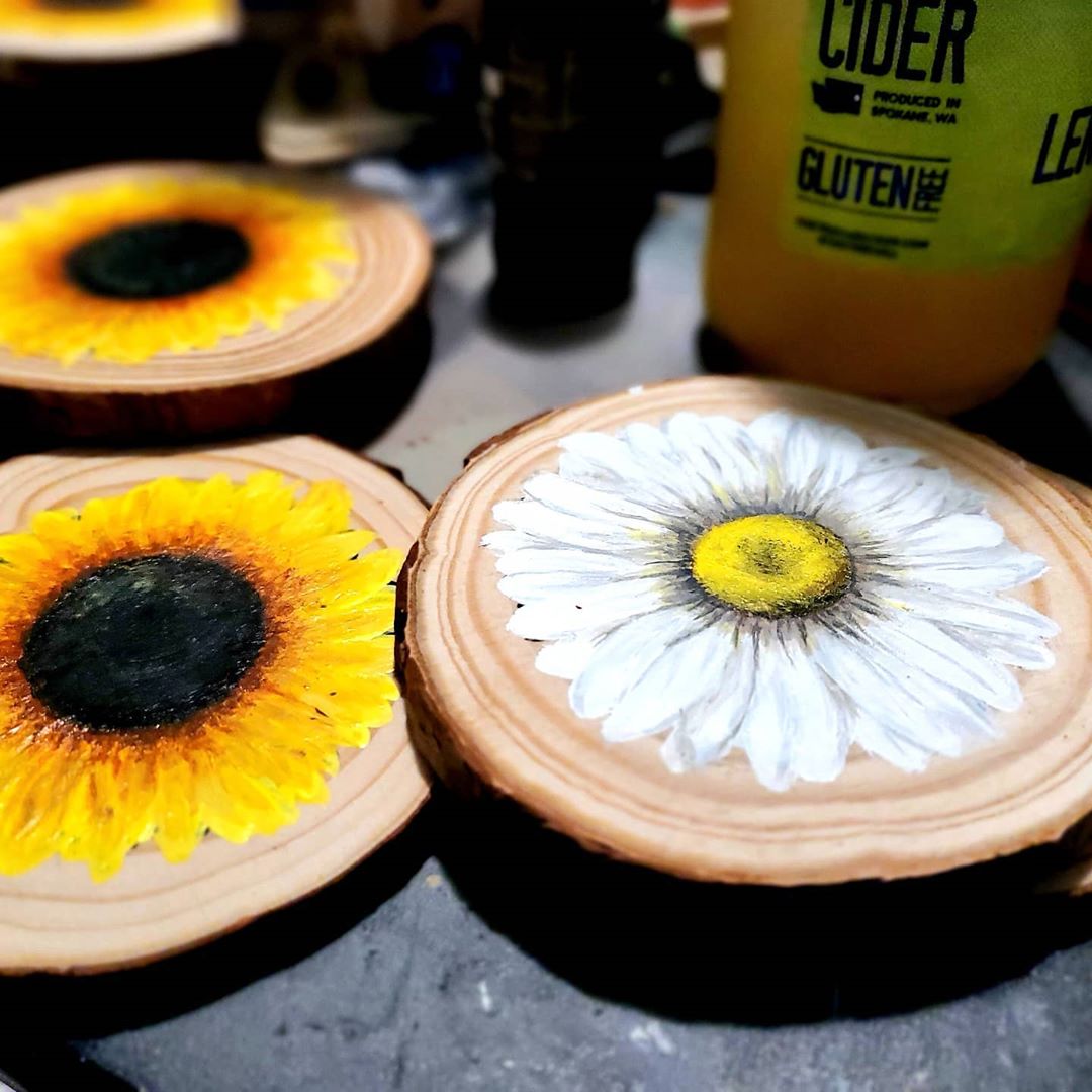 Natural wood coasters