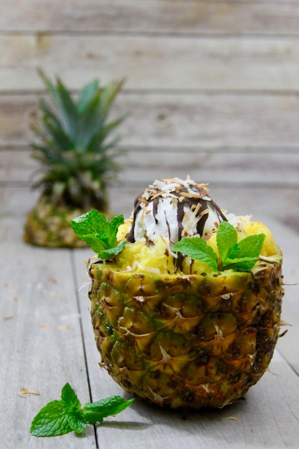 Pina Colada Split Ice Cream Sundae