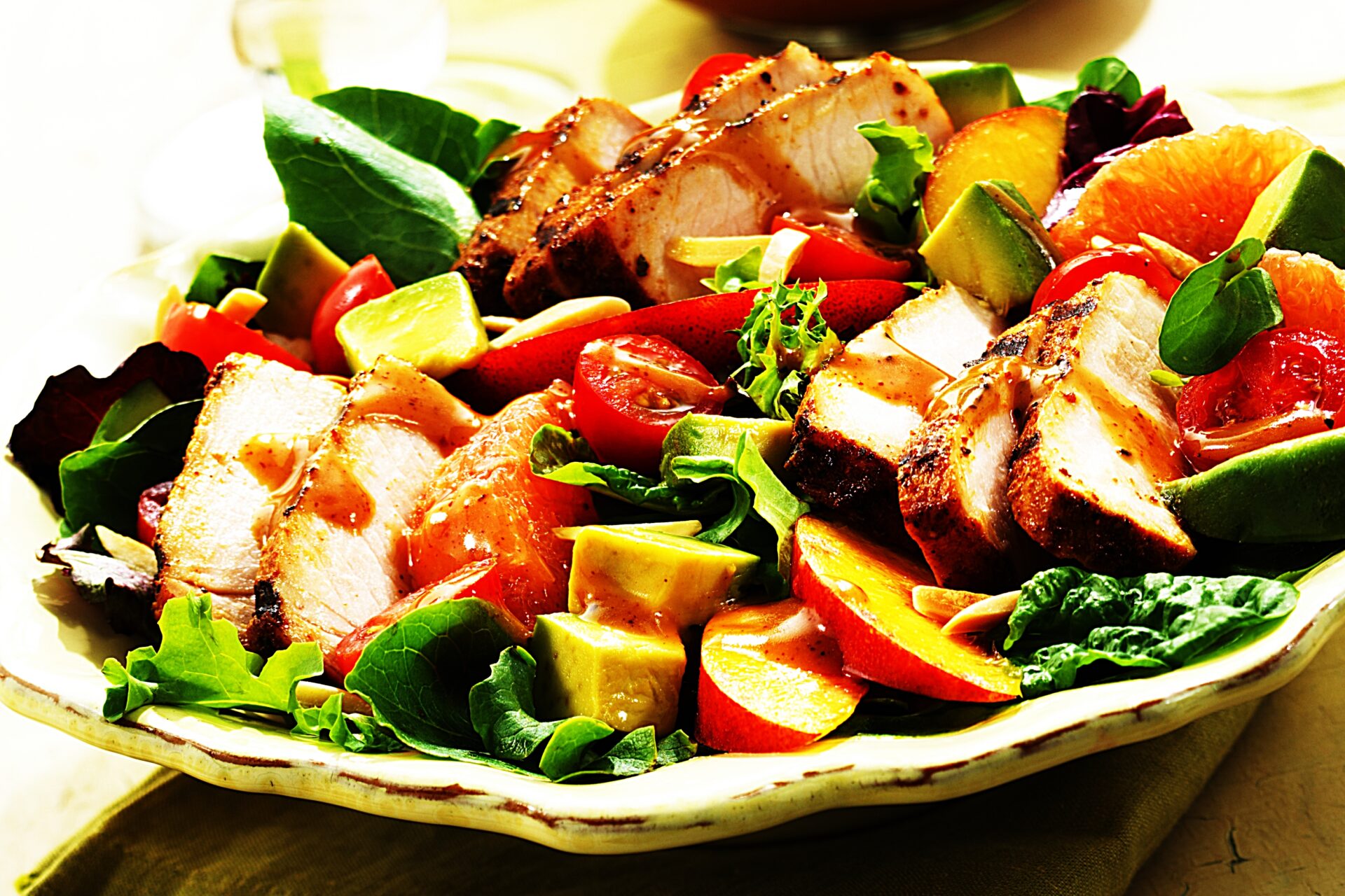 Meal photo - BBQ Pork Salad with Summer Fruits & Honey Balsamic Vinaigrette