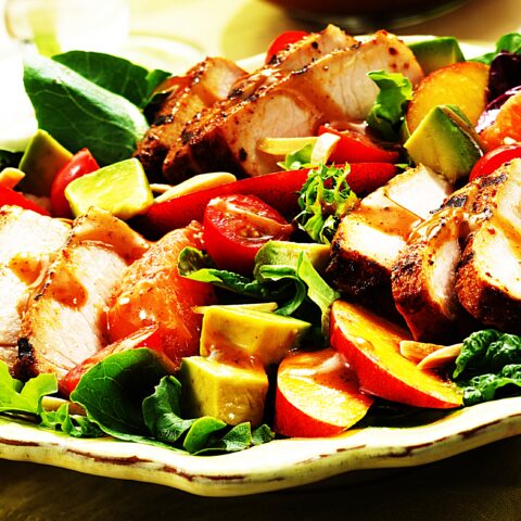 Meal photo - BBQ Pork Salad with Summer Fruits & Honey Balsamic Vinaigrette