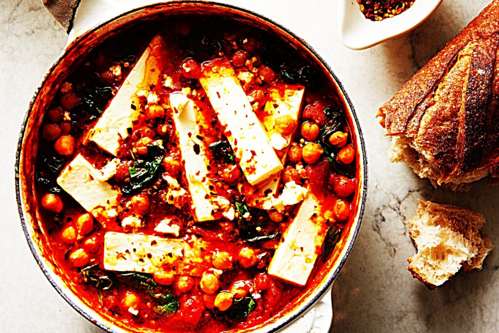 Meal photo - Braised Chickpeas with Tomato, Spinach, and Feta