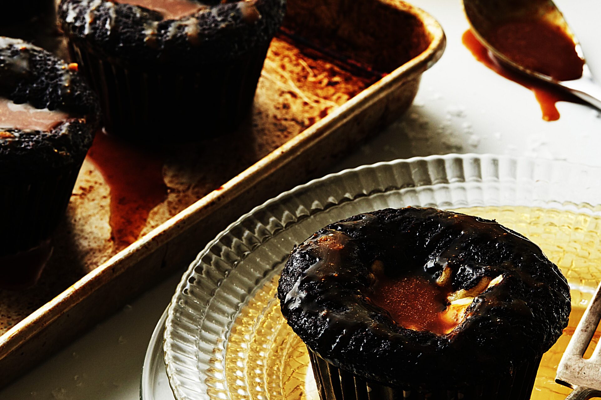 Meal photo - Chocolate Cream Cheese Cupcakes with Salted Caramel Glaze