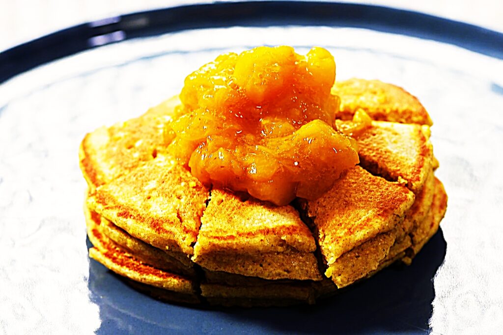 Meal photo - Cornmeal Pancakes with Peach Compote