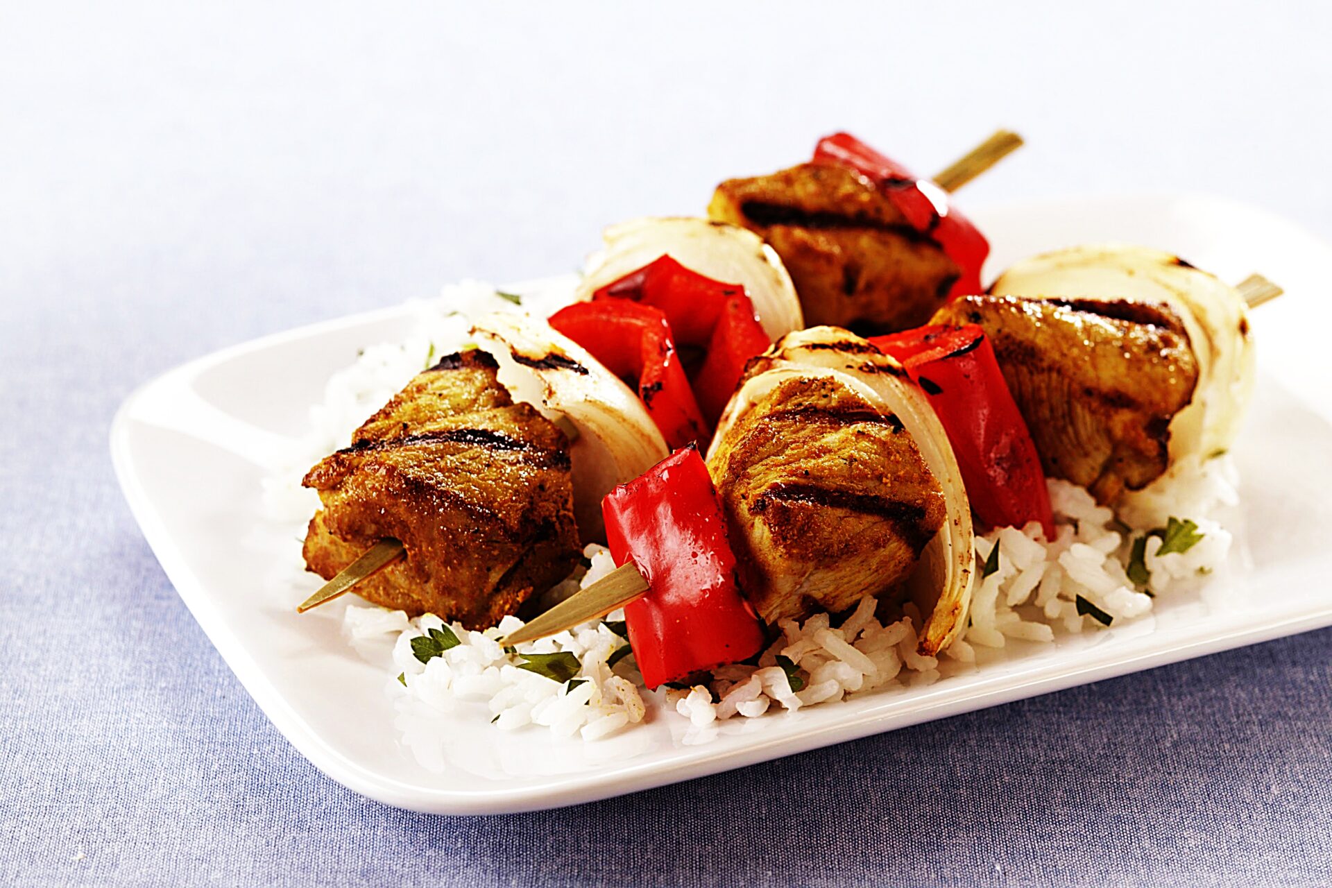 Meal photo - Grilled Indian Pork Kabobs with Sweet Onions and Red Bell Peppers