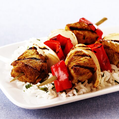 Meal photo - Grilled Indian Pork Kabobs with Sweet Onions and Red Bell Peppers