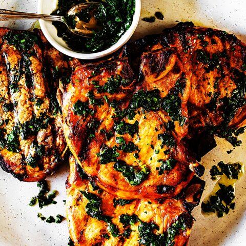 Meal photo - Grilled Orange and Smoked Paprika Brined Pork Chops with Basil Chimichurri