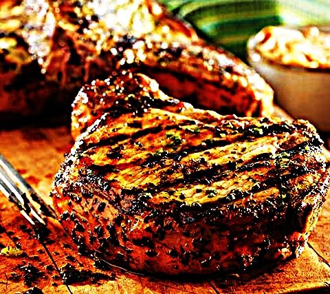 Meal photo - Grilled Pork Chops with Basil-Garlic Rub