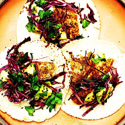 Meal photo - Not Fried Halibut Tacos with Asian Sesame Slaw