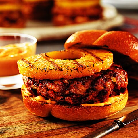 Meal photo - Pork and Chorizo Burgers with Pineapple and Sriracha