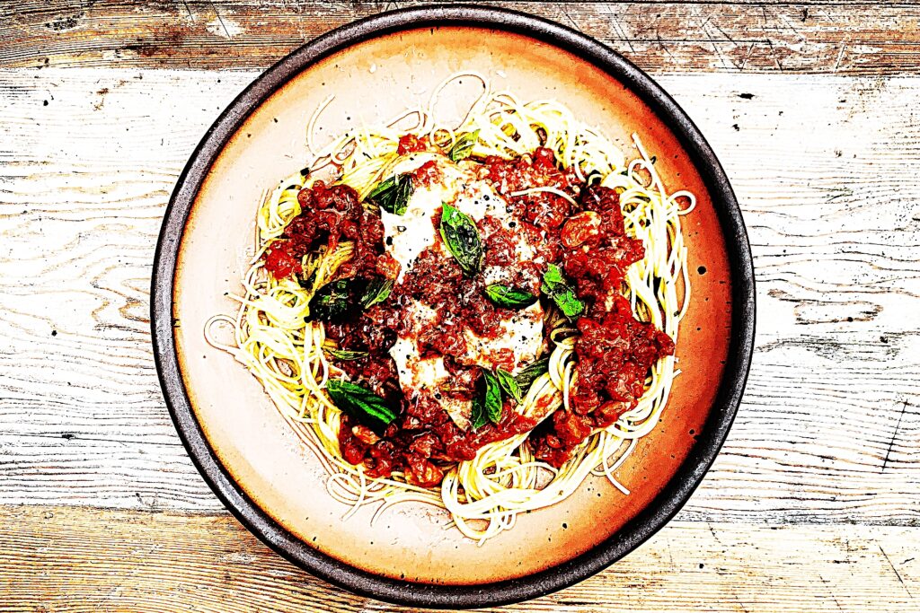 Meal photo - Stovetop Chicken Parm with Herby Angel Hair